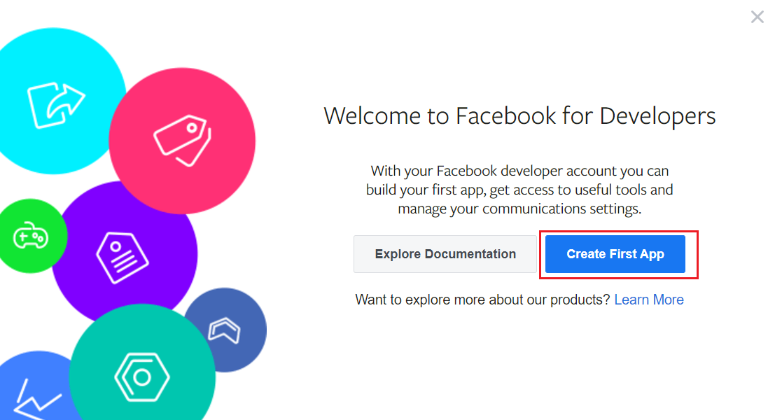 a screenshot of facebook developer page